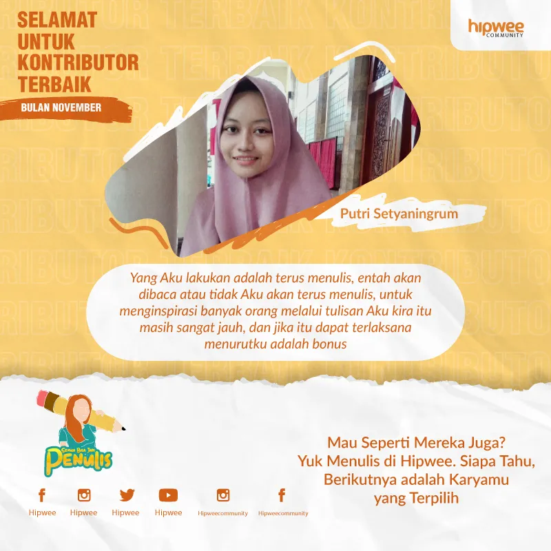 Kenalan sama 3 Kontributor Terbaik November 2020. Ada yang Menulis untuk Meringankan Beban Pikiran! 5
