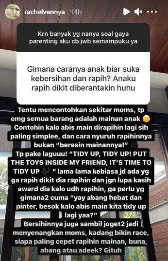 Penuhi Permintaan Warganet, Rachel Vennya Jawab Serba-serbi Parenting di IG Story. Ini Detailnya! 13