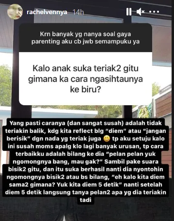 Penuhi Permintaan Warganet, Rachel Vennya Jawab Serba-serbi Parenting di IG Story. Ini Detailnya! 14