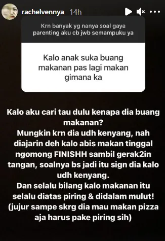Penuhi Permintaan Warganet, Rachel Vennya Jawab Serba-serbi Parenting di IG Story. Ini Detailnya! 16