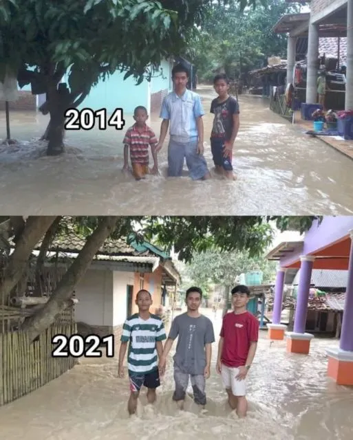 Viral Transformasi Foto Korban Banjir dari Waktu ke Waktu. Kritik Halus buat Pemerintah nih! 4