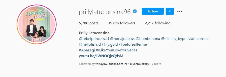 10 Artis Indonesia dengan Followers IG Terbanyak Tahun 2021. Raffi Ahmad Geser Ayu Ting Ting 13