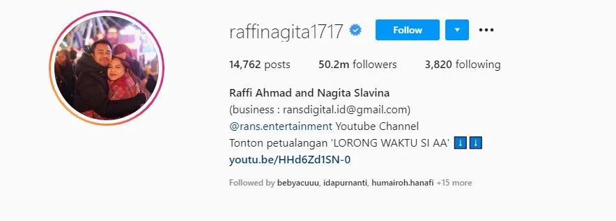 10 Artis Indonesia dengan Followers IG Terbanyak Tahun 2021. Raffi Ahmad Geser Ayu Ting Ting 11