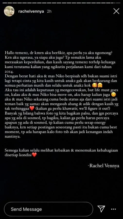 Akui Bakal Bercerai dengan sang Suami, Rachel Vennya Berharap para Penggemar Ikut Move On 2
