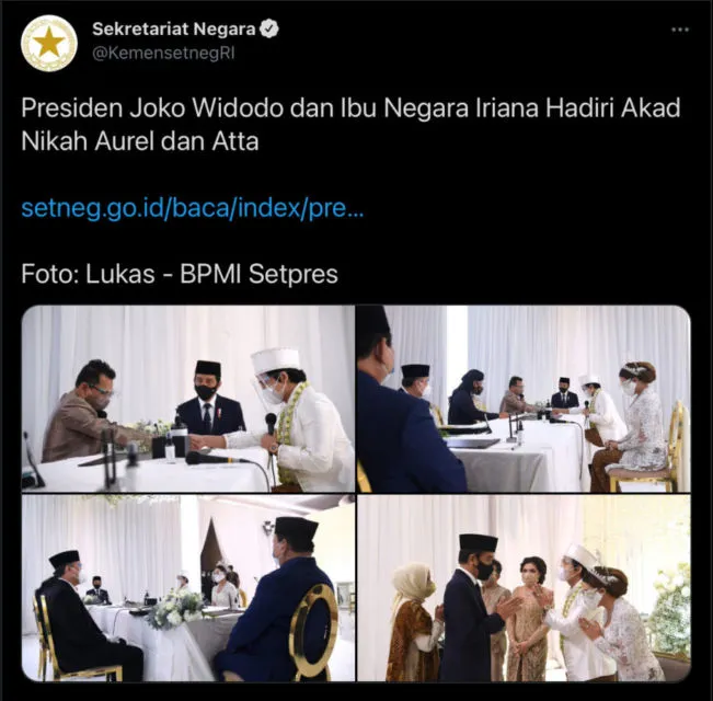 Unggah Momen Pernikahan Atta-Aurel, Akun Twitter Kementerian Sekretariat Negara Diserbu Warganet 12