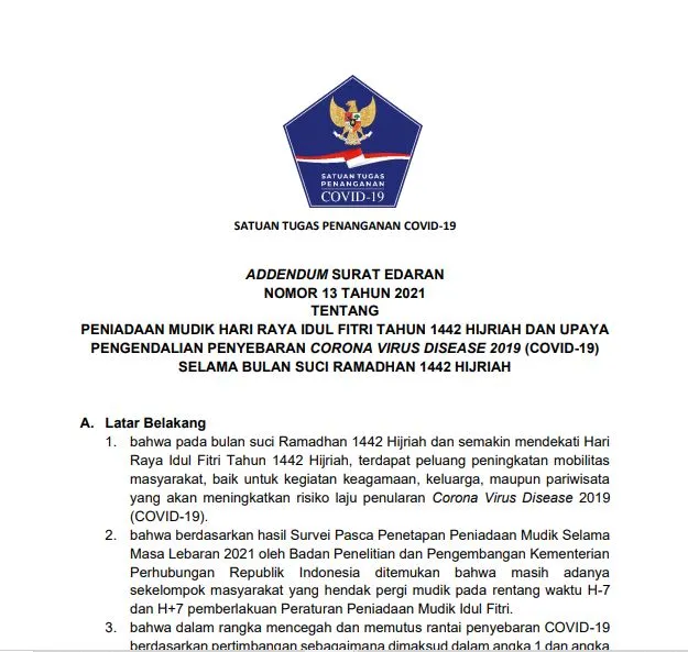 Tambah Aturan Baru, Pemerintah Putuskan Peniadaan Mudik 2021 Diperpanjang. Ini Ketentuannya 5