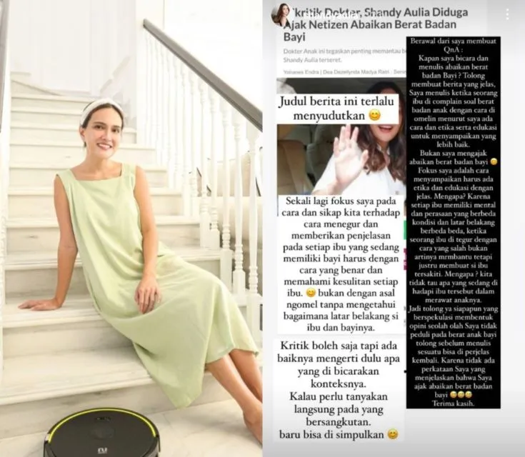Bantah Tudingan Ajak Warganet Abaikan BB Bayi, Shandy Aulia Beri Penegasan Agar Tak Salah Sangka 4