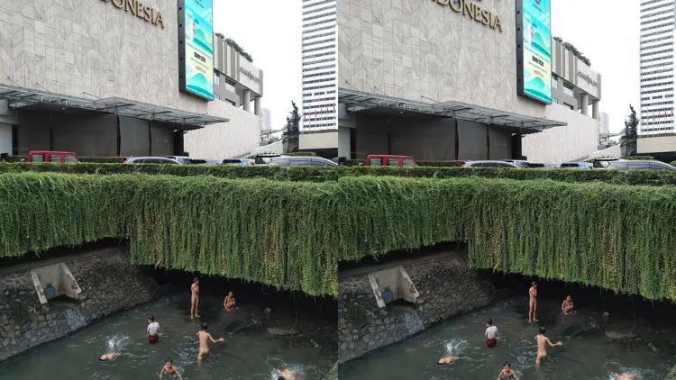 Viral Potret Anak-Anak Renang di Sungai Depan Plaza Indonesia, Fenomena Unik Sekaligus Miris 5