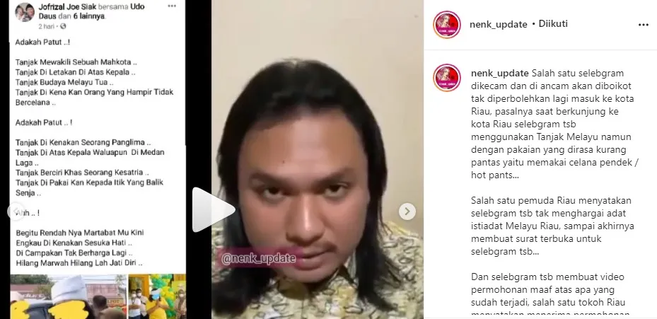 Dikecam Masyakarat Riau karena Busananya Dianggap Tak Sopan, Keanu Agl Minta Maaf 2