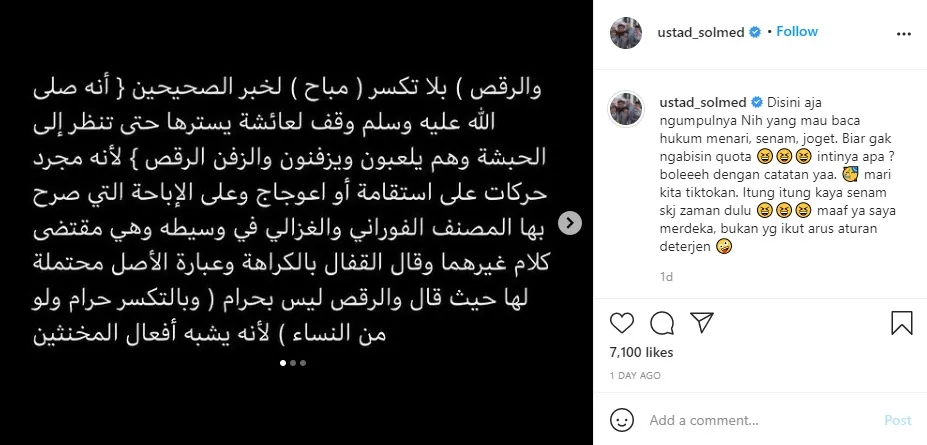 Aksi Joget April Jasmine Tuai Kritik di TikTok, Ustaz Solmed Bela sang Istri: Cuma Gerak Kaki Tangan 3