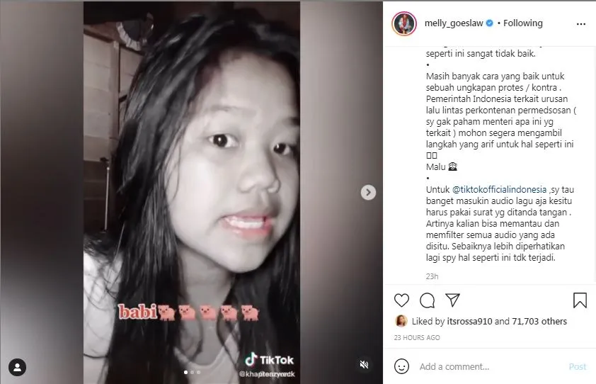 Video TikTok yang Hina Palestina Sedang Marak, Melly Goeslaw: Jaga Kehormatan Orang Tua Kalian! 5