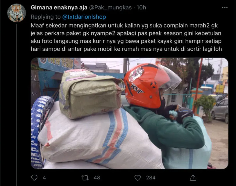 Beragam Simpati dan Dukungan Warganet untuk Kurir Ekspedisi Menjelang Lebaran. Respek Banget! 16