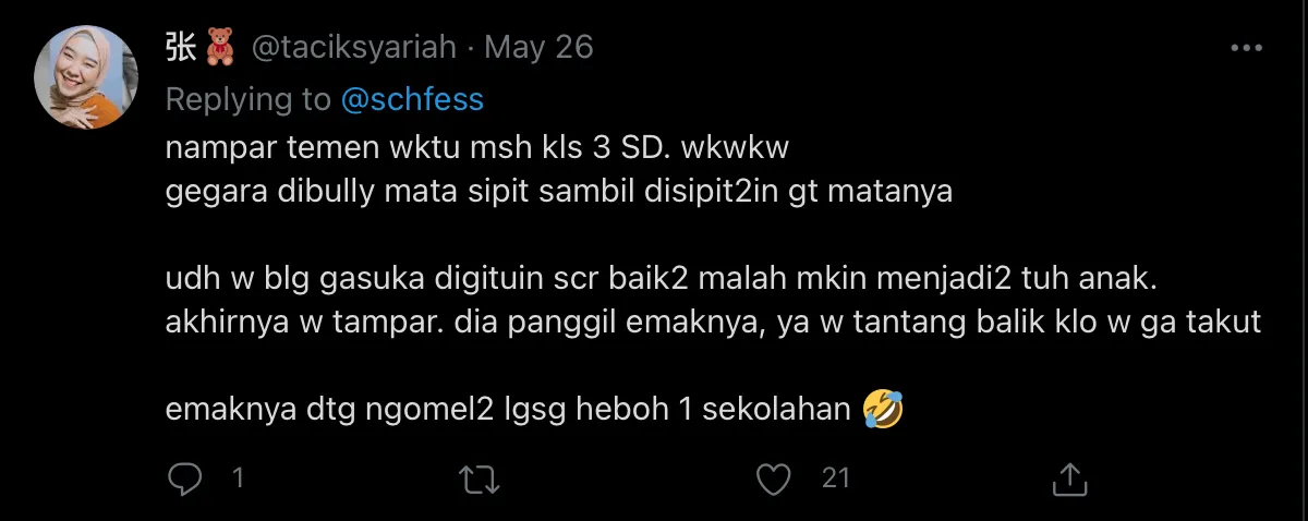 Ditanya tentang Hal yang Bikin Terkenal Semasa Sekolah, Begini Pengakuan Kocak Warganet 23
