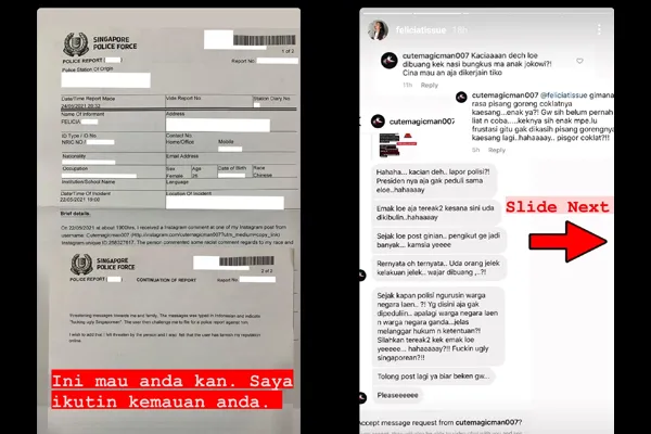 Geram karena Dapat Penghinaan, Felicia Tissue Laporkan Warganet Indonesia ke Kepolisian Singapura 2
