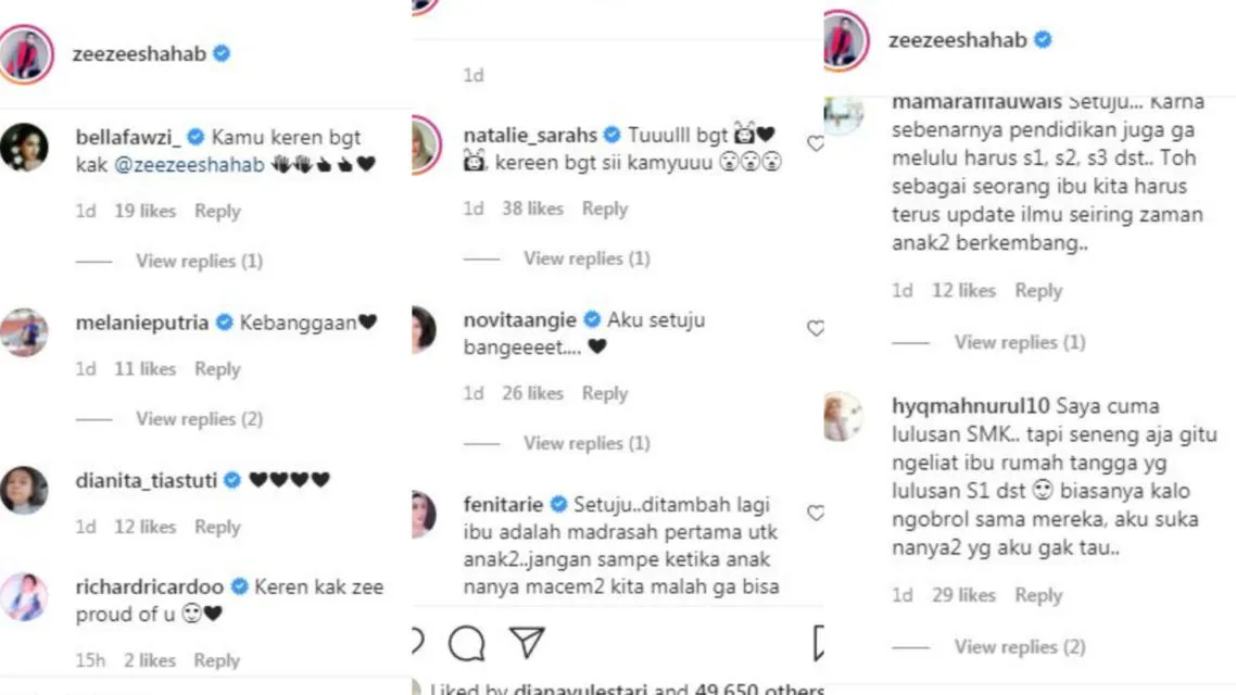 Heran Ibu Rumah Tangga Berpendidikan Tinggi Malah Dinyinyiri, Zee Zee Shahab: Jadi Pintar itu Pilihan 2