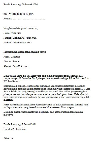 Mengulik Tentang Surat Referensi Kerja, Sering Ditanya Saat Wawancara 18 Contoh surat referensi kerja dari teman