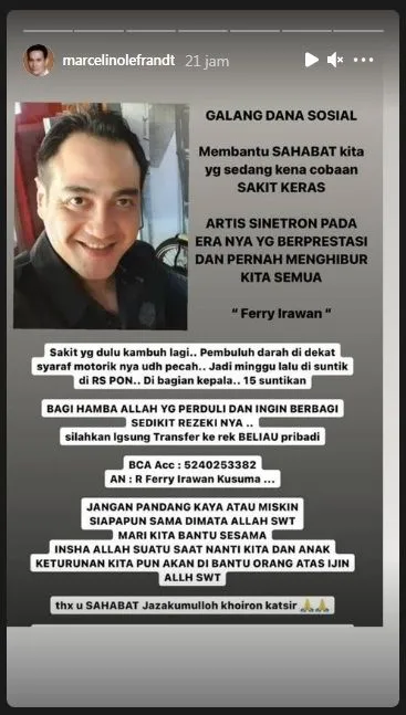 Aktor Lawas Ferry Irawan Alami Pecah Pembuluh Darah, Rekan Sesama Artis Galang Donasi 2