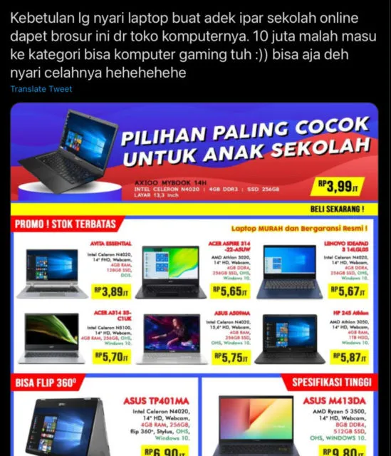 Viral Rencana Pemerintah Anggarkan Laptop Seharga 10 Juta per Unit, Begini Respons Warganet 21