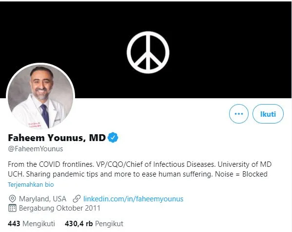 Fakta Tentang Faheem Younus, Dokter Amerika yang Sering Ngetwit Soal Pandemi di Indonesia 4