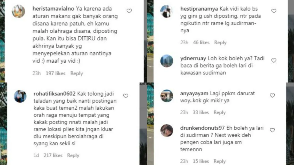 Posting Foto Saat Lari di Jalanan Jakarta yang Sepi, Vidi Aldiano Ditegur Warganet 5