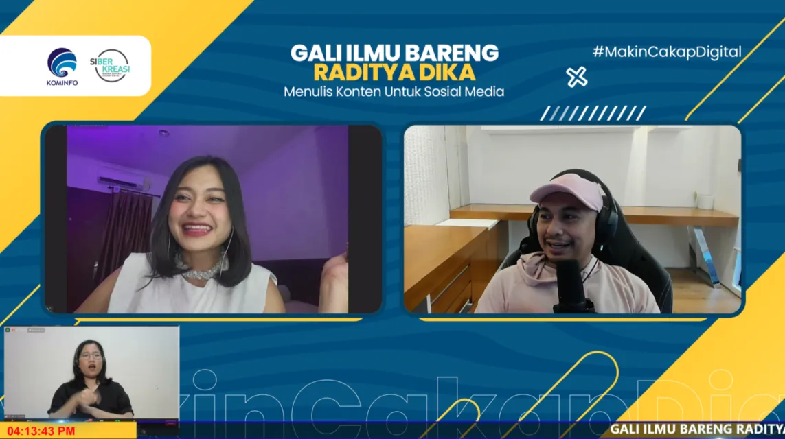 Raditya Dika Bagikan Tips dan Trik Membuat Konten Media Sosial dalam Webinar Literasi Digital Kemkominfo 2