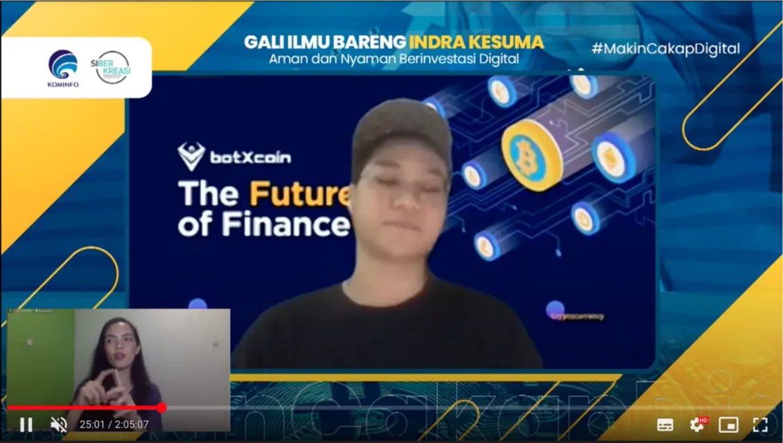 CEO BotxCoin Indra Kesuma Bicara Serba-Serbi Investasi dalam Webinar Literasi Digital Kemkominfo 2