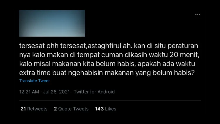 Soal PPKM Level 4 Batasi Waktu Makan Maksimal Hanya 20 Menit, Begini Respons Warganet. KZL! 17