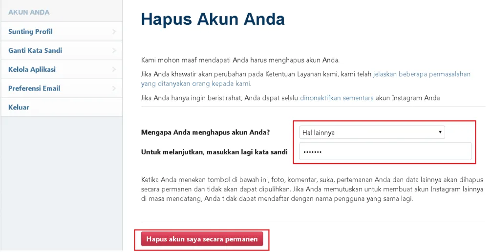 5 Cara Menghapus Akun Instagram dengan Mudah. Lupa Password Tak Masalah 7 Cara menghapus akun Instagram