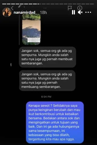 Ingatkan Publik Agar Tak Buang Sampah Sembarangan, Nana Mirdad Justru Dibilang Sok oleh Warganet 4