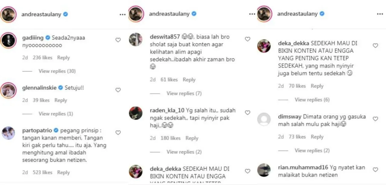 Sedekah di Kalangan Figur Publik Tuai Pro dan Kontra, Andre Taulany: Serba Salah, ya 2