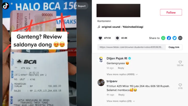 Gegara Konten Review Saldo ATM, Begini Respons Warganet Saat Lihat Ada Orang Punya Duit 11 T 12