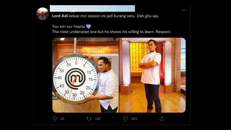 Tereliminasi dari Panggung Master Chef, Lord Adi Tetap Pemenang di Hati Publik. Ini Buktinya~ 14
