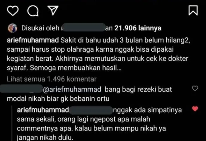 Kondisi Sedang Sakit tapi Warganet Malah Minta Modal Nikah, Arief Muhammad: Nggak Ada Simpatinya 2