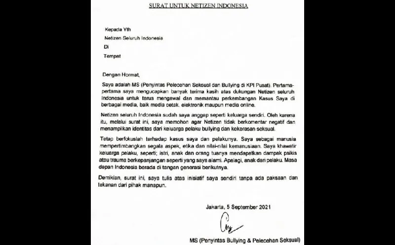 Jadi Bulan-bulanan Warganet, Terduga Pelaku Pelecehan Seksual di KPI Laporkan Balik Korban MS 2