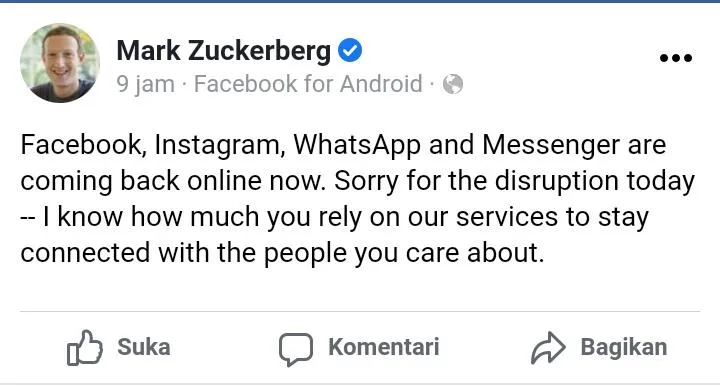 Instagram, Facebook dan WhatsApp Sempat Down, Mark Zuckerberg Tanggung Kerugian hingga Rp99 Triliun 5