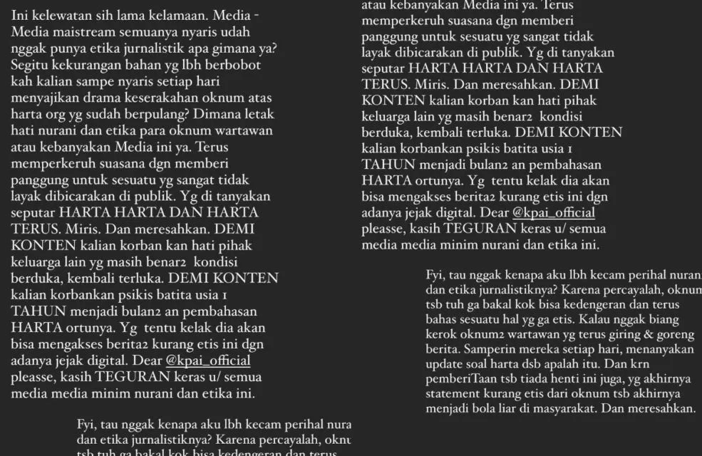 Sabrina Tanggapi Pemberitaan Soal Harta Peninggalan Vanessa 4