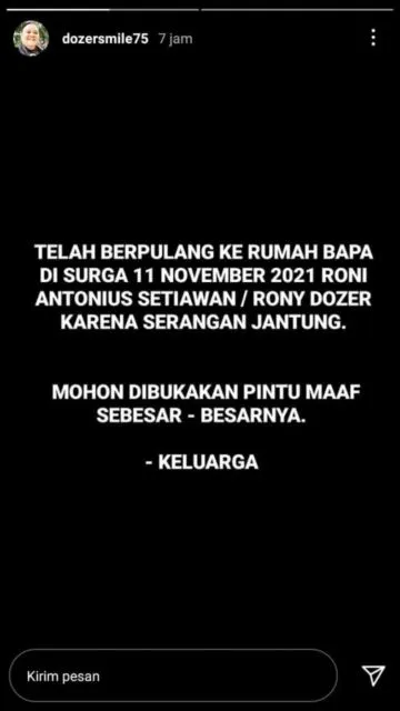 Terkena Serangan Jantung, Rony Dozer Komedian