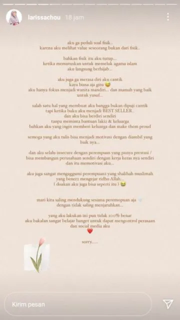 Unggah Bukti Istri Baru Alvin Faiz Hina Fisiknya, Larissa Chou: Value Seseorang Tidak Dilihat dari Fisik 6