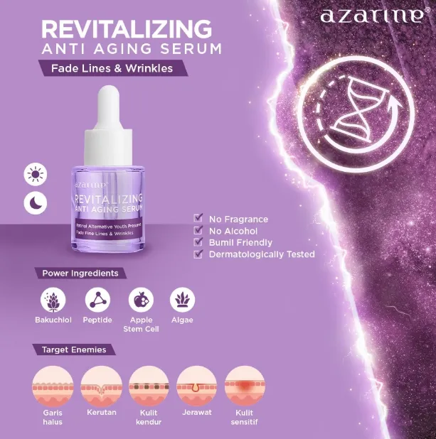 Rekomendasi 10 Serum Anti Aging Lokal. Ini nih Kunci Kulitmu Awet Muda Berkilau! 13 serum Azarine Revitalizing Anti Aging Serum