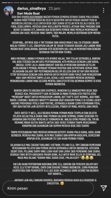 Respons Darius Sinathrya terhadap Ardes Goenawan yang Dianggap Remehkan Timnas di Piala AFF 7