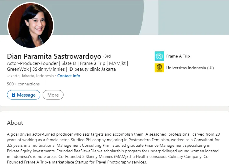 Mengintip Akun LinkedIn Milik 8 Artis Indonesia. Tunjukkan Sisi Berbeda dari Kariernya 8