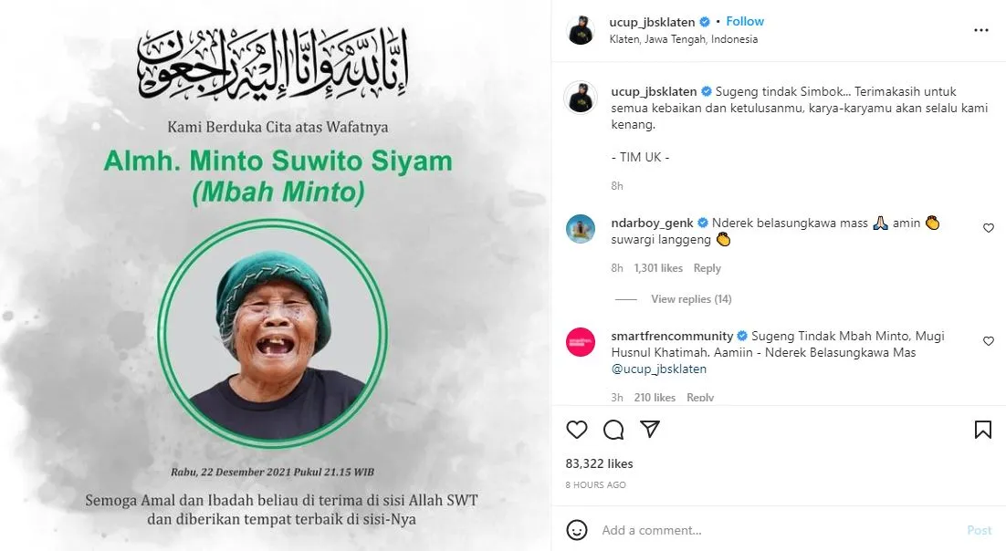 Mbah Minto Meninggal Dunia, Publik Turut Merasa Kehilangan Sosoknya yang Ceria 4