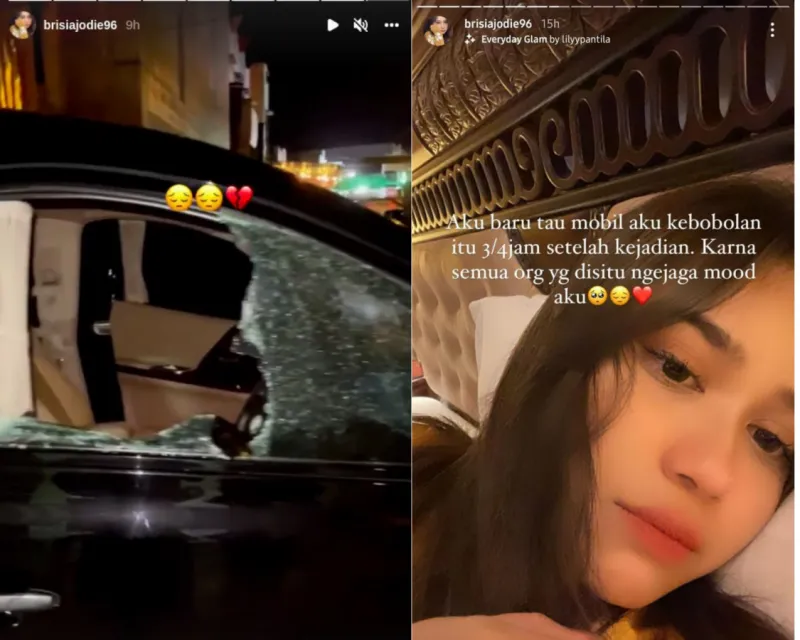 Mobil Brisia Jodie Dibobol Maling, Kaca Pecah dan Barang Pribadi Raib 3