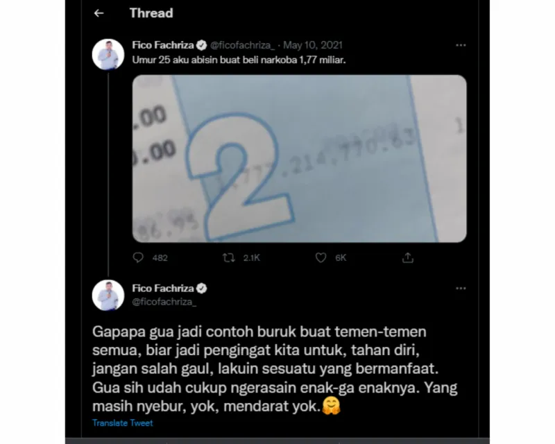 Komika Fico Fachriza Ditangkap Terkait Narkotika Jenis Tembakau Gorila 6 Cuitan Fico yang kembali ramai usai dirinya ditangkap karena kasus narkoba