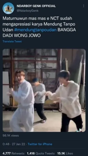 NCT Dream Joget TikTok “Mendung Tanpo Udan”, Warganet Indonesia Heboh 4 Twit Ndarboy Genk