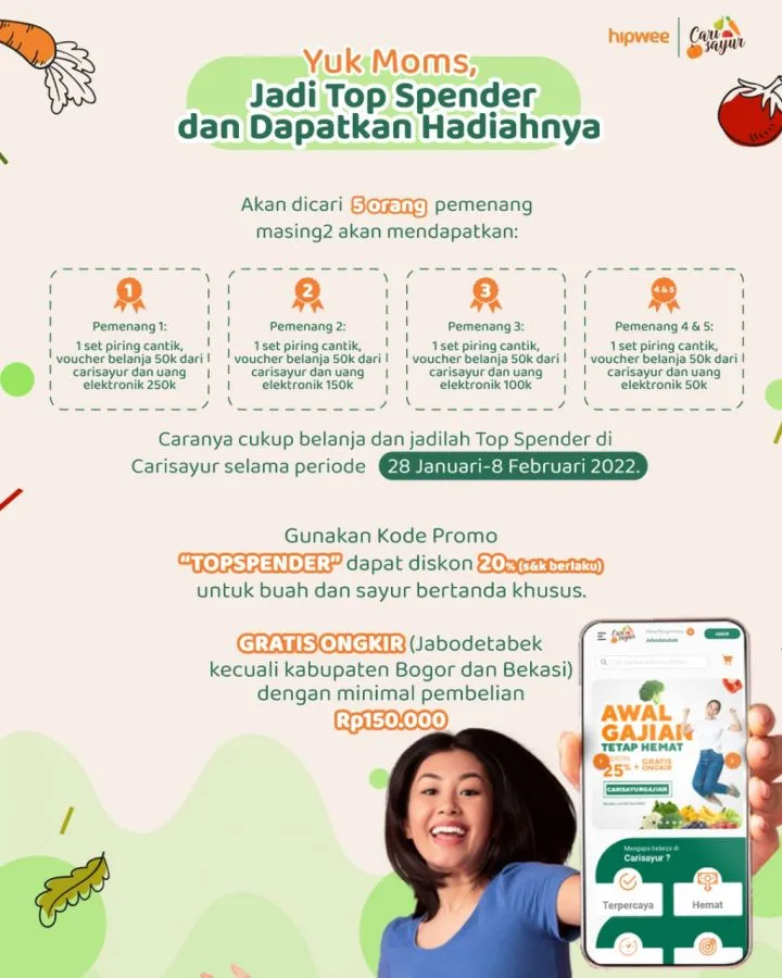 Jadi Top Spender Carisayur, Belanja Makin Hemat dan Bisa Dapat Hadiah 1