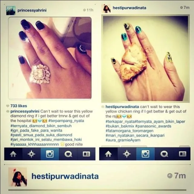 Instagram Hesti Purwadinata Diblokir Syahrini Usai Parodi Cincin Berlian 3 Hesti parodikan Syahrini