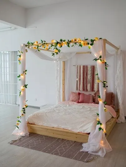 11 Kreasi Lampu Tumblr untuk Kamar Tidur Selain Digantung di Dinding 17 Kreasi lampu tumblr di tempat tidur