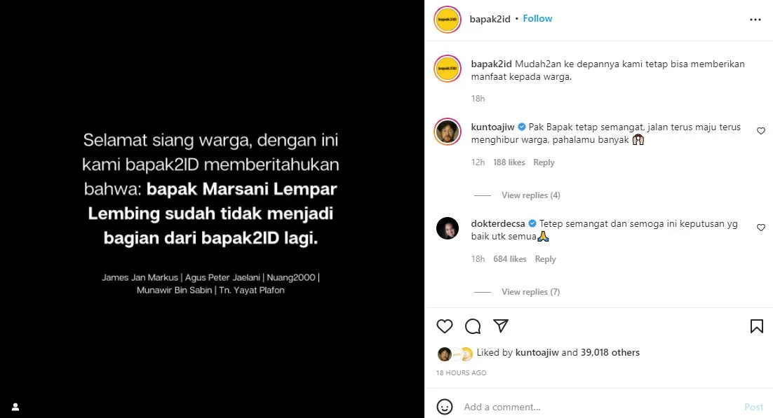 Imbas Kasus Eks Suami Mawar AFI, Bapak2ID: Co-founder Steno Bukan Bagian dari Kami Lagi 3 Pak Marsani dikeluarkan dari Bapak2id