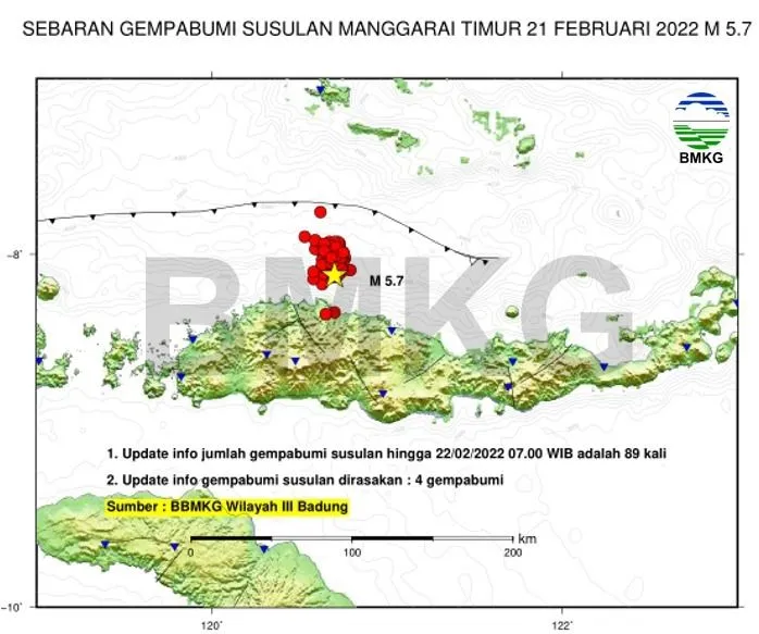 Manggarai NTT Terus-terusan Diguncang Gempa, Terakhir Kali M 5,4 3 Data sebaran gempa bumi